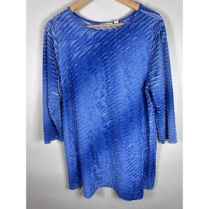 Susan Graver Womens Plus Size Blouse Top Liquid Knit Shutter Pleat Tunic 1X